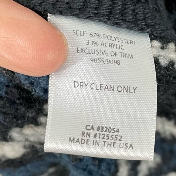 Anthropologie Dolan Avoca Poncho Open Front One‎ Size Blue Black Fringe - Picture 7 of 9